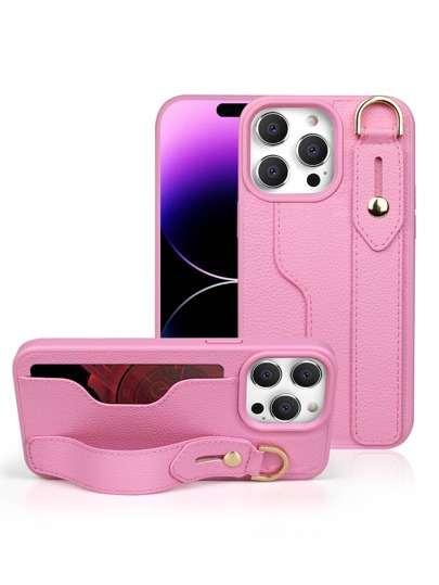 جلد صناعي كفر موبايل مع شريط يد مقبض