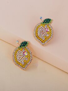 juran 水鑽檸檬耳釘 - 黃色 - 查看 2