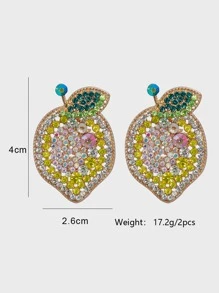 juran 水鑽檸檬耳釘 - 黃色 - 查看 3