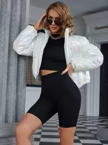 Eilly Bazar Áo khoác đệm có khóa kéo Holographic - trắng - Xem 1
