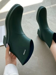 Letter Detail Rain Boots - Green - View 4