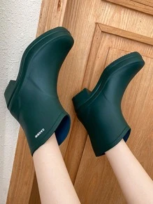 Letter Detail Rain Boots - Green - View 5