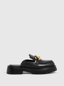 Chain Decor Flatform Mules