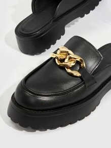 Chain Decor Flatform Mules