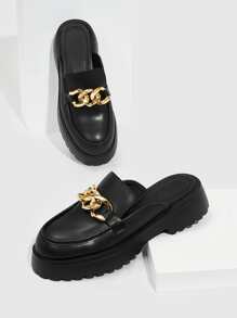Chain Decor Flatform Mules