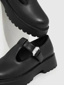 CUCCOO DOLLMOD Buckle Decor Flatform Mary Jane Shoes Vacation Shoes Summer - Black - View 3