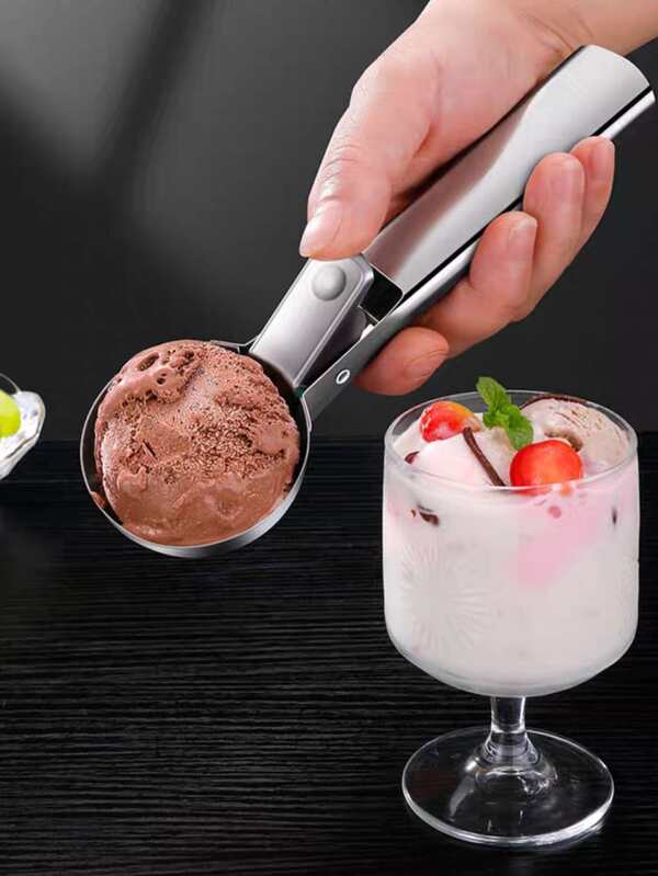 1pc Stainless Steel Cream Dipper, Dual-Purpose Ice Cream Ball Scoop, Ice Cream Fruit Spoon, Ball Scoop