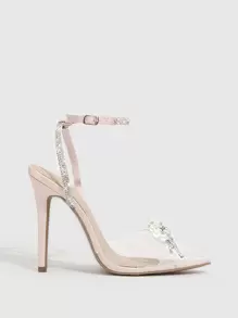 CUCCOO SZL Woman Shoes Faux Pearl & Rhinestone Decor Stiletto Heeled Ankle Strap Pumps For Spring And Summer Vacation Shoes Summer Elegant Heels - Clear - View 5