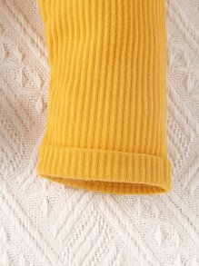 Bebé Pantalones con parche de oso tejido de canalé - Amarillo - Ver 3