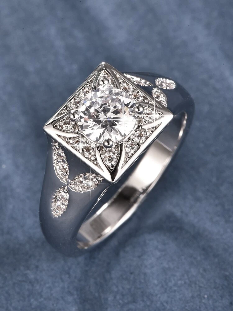 Men Cubic Zirconia Decor Ring