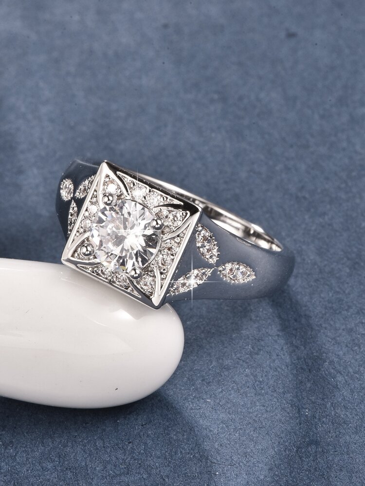 Men Cubic Zirconia Decor Ring