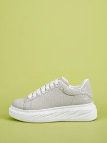 Zapatillas de skate con patrón de leopardo con cordón delantero - Gris - Ver 2