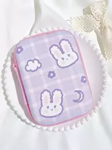 1入組兔子和格紋圖案數據綫收納袋 - 紫色 - 查看 1