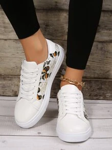 Bow Pattern Lace-up Front Canvas Shoes - Multicolor - View 2