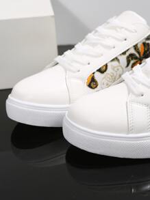 Bow Pattern Lace-up Front Canvas Shoes - Multicolor - View 4