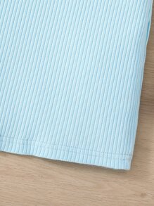 Chicas Vestido de hombros descubiertos tejido de canalé - Azul - Ver 5