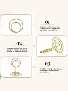 5pcs Circle Design Place Card Holder - Gold - View 3