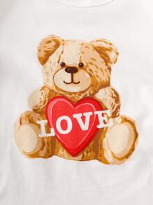 SHEIN 小女童熊和字母圖案T恤和裙子 - 彩色 - 查看 5