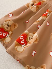 SHEIN 小女童熊和字母圖案T恤和裙子 - 彩色 - 查看 6