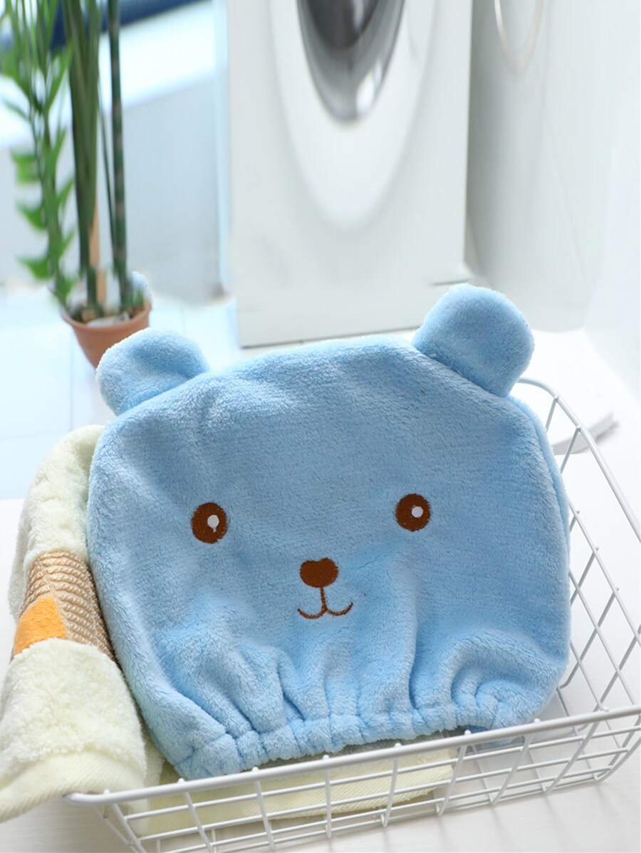 1入組小熊刺繡隨機色乾髮帽 - 彩色 - 查看 1