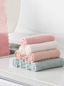 1入組隨機色手巾家用簡約素色超細纖維清潔抹布