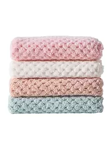 1入組隨機色手巾家用簡約素色超細纖維清潔抹布