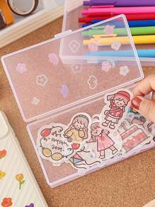 1 pieza Caja de almacenamiento de papelería transparente - Multicolor - Ver 5