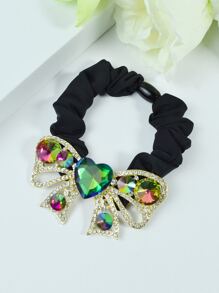 Rhinestone Bow Decor Scrunchie - Multicolor - View 1