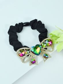 Rhinestone Bow Decor Scrunchie - Multicolor - View 2