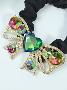 Rhinestone Bow Decor Scrunchie - Multicolor - View 3