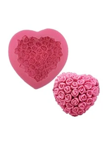 1pc Heart Shaped DIY Silicone Mold - Pink - View 4