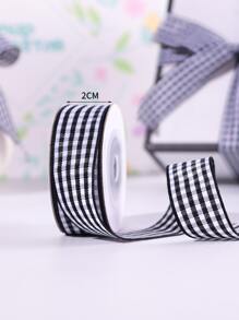 1 rull rutigt mönster presentförpackningsband - Svart - Visa 3