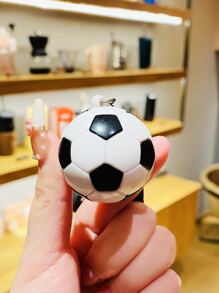 1pc White Simulation Football Shaped Keychain Casual Car Accessories Bag Charm Backpack For School Cute Goth Y2k - Black and White - View 3