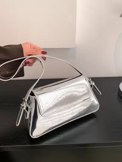 極簡風格金屬質感翻蓋法棍包