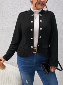 SHEIN Clasi Veste à bouton ouvert - Noir - Voir 3
