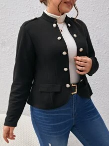 SHEIN Clasi Veste à bouton ouvert - Noir - Voir 4