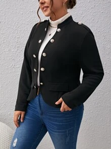 SHEIN Clasi Veste à bouton ouvert - Noir - Voir 5