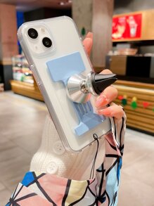 Clear Phone Case With Wristband & Lanyard - Blue - View 3