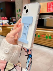 Clear Phone Case With Wristband & Lanyard - Blue - View 4