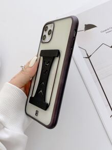 Contrast Frame Phone Case With Magnetic Holder - Black - View 4