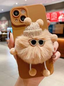 Funda para móvil felpa con diseño de dibujos animados - Marrón - Ver 1