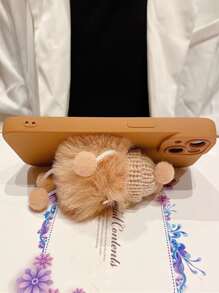 Funda para móvil felpa con diseño de dibujos animados - Marrón - Ver 2