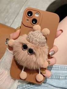 Funda para móvil felpa con diseño de dibujos animados - Marrón - Ver 3