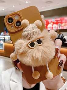 Funda para móvil felpa con diseño de dibujos animados - Marrón - Ver 4