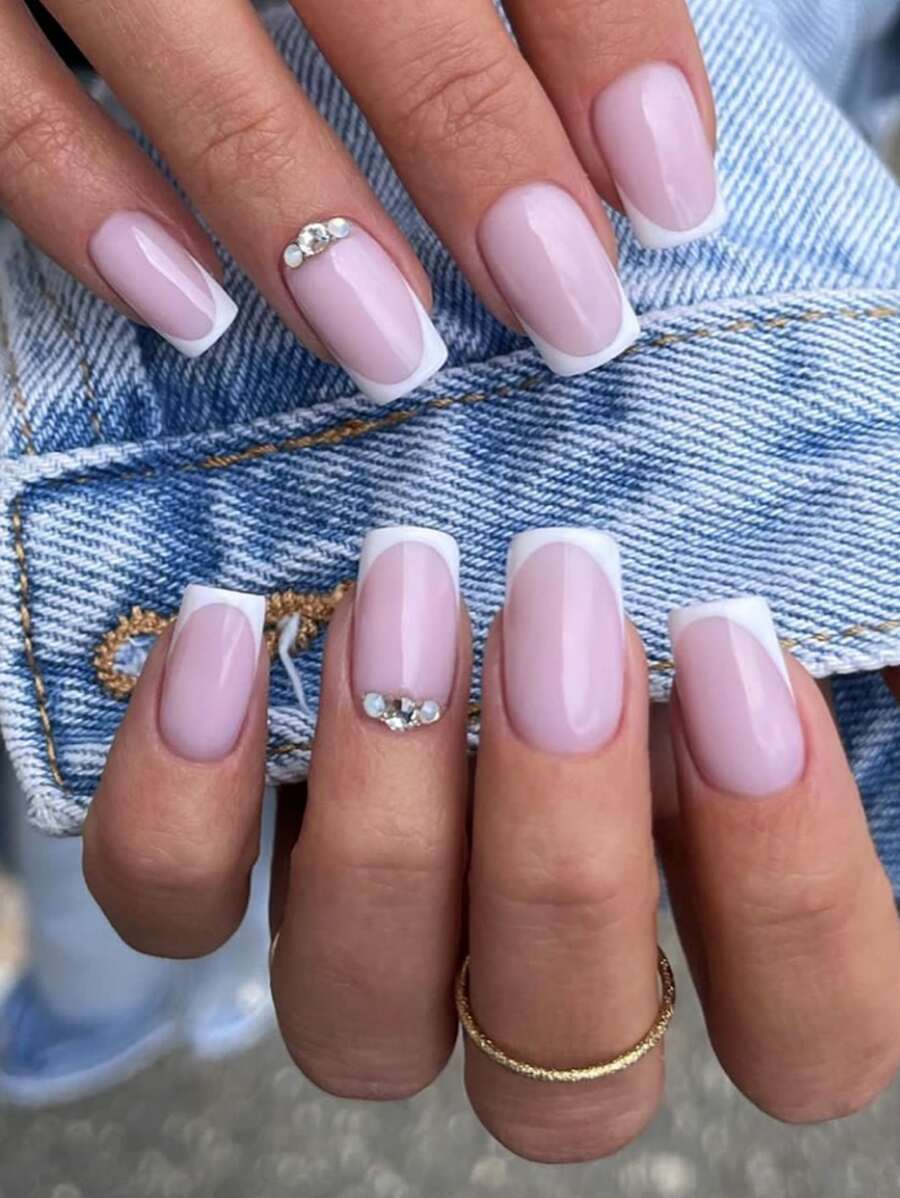 24 cái Móng Tay Giả Hai Tông Màu Hình Chữ Nhật với 1 Cái Dũa Móng Tay và 1 Cái Băng Keo - Nhiều màu - Xem 1