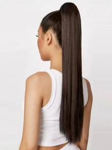 Natural Long Straight Ponytail Synthetic Hair Extension - Brown - View 1