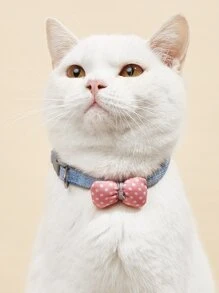 1pc Bow Decor Pet Collar - Blue - View 1