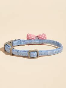 1pc Bow Decor Pet Collar - Blue - View 3