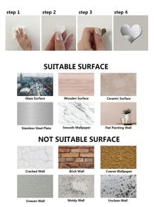 10入組心形鏡子牆貼 - 銀色 - 查看 7