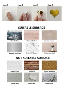 100入組心形鏡子牆貼